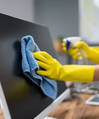 Person taking care of office cleaning